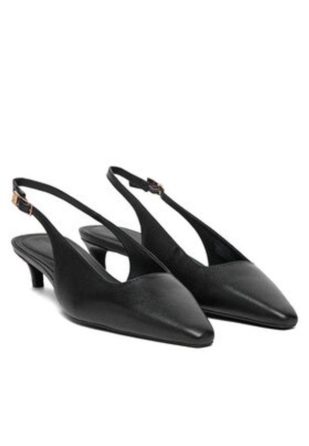 TOMMY HILFIGER - Tommy Hilfiger Czółenka Th Buckle Slingback Low Pump FW0FW09009 Czarny. Kolor: czarny. Materiał: skóra