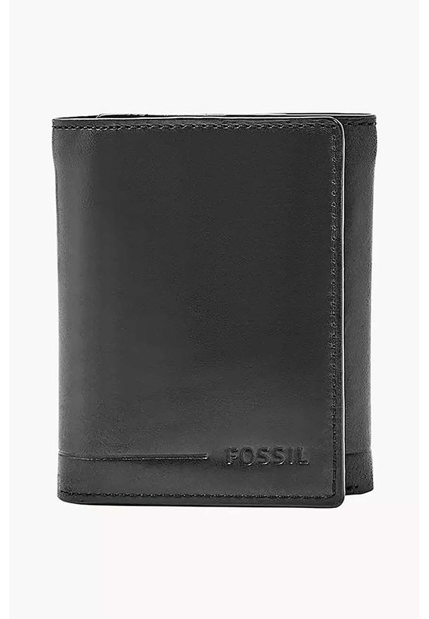 Fossil portfel skórzany męski kolor czarny. Kolor: czarny. Materiał: skóra
