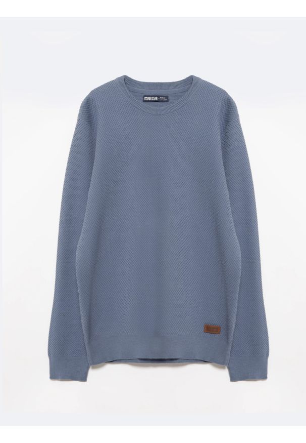 Big-Star - Sweter męski bawełniany klasyczny niebieski Reyli 401. Kolor: niebieski. Materiał: bawełna. Styl: klasyczny
