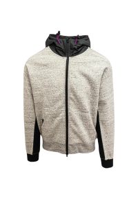 Bluza z kapturem Converse Mixed Media Full-Zip Hoodie, Mężczyźni. Typ kołnierza: kaptur. Kolor: szary. Materiał: bawełna, materiał. Sport: skateboard