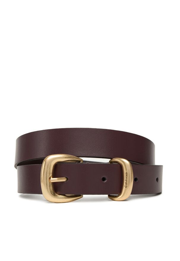Calvin Klein Pasek Damski Sarah 2 Piece Logo Buckle Belt LV04K7012G Brązowy. Kolor: brązowy. Materiał: skóra