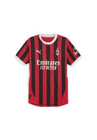 Puma - Męska autentyczna koszulka domowa AC Milan 24/25 PUMA For All Time Red Black. Kolor: czerwony, wielokolorowy, czarny. Sport: piłka nożna