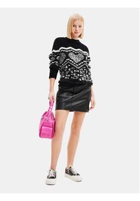 Desigual Sweter 23WWJF56 Czarny Regular Fit. Kolor: czarny. Materiał: syntetyk