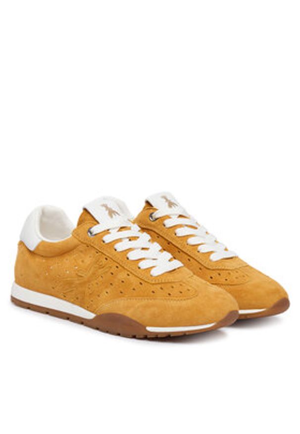 Patrizia Pepe Sneakersy PPJ365.09 Żółty ciemny. Kolor: żółty. Materiał: skóra, zamsz