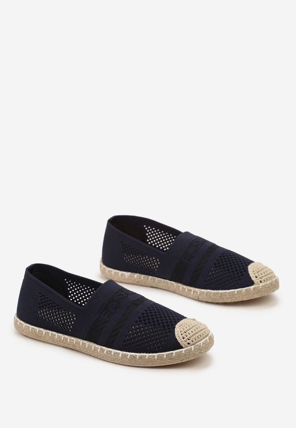 Renee - Granatowe Espadryle z Plecioną Cholewką przed Kostkę Mokosa. Wysokość cholewki: przed kostkę. Kolor: niebieski. Szerokość cholewki: normalna