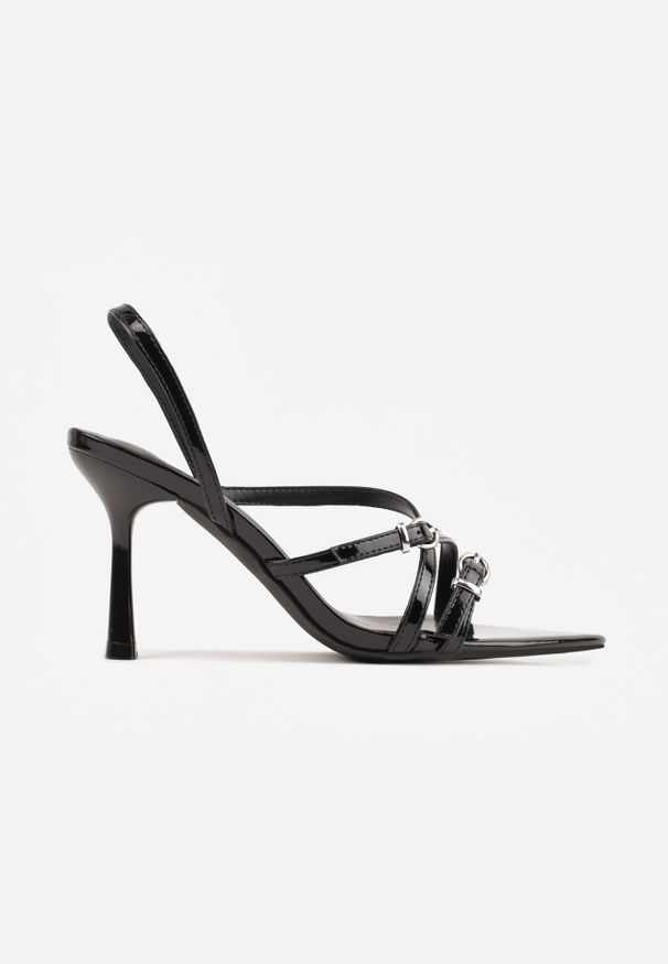 Renee - Czarne Lakierowane Sandały VICES Elegant na Szpilce z Klamrami Eudippe. Zapięcie: klamry. Kolor: czarny. Materiał: lakier. Obcas: na szpilce. Styl: elegancki, wizytowy