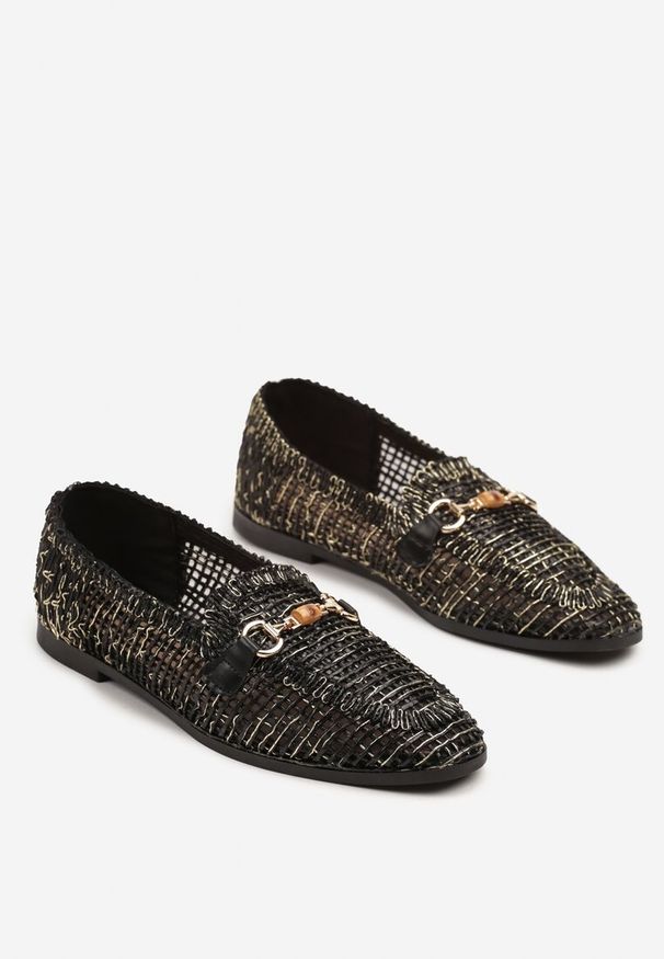 Born2be - Czarne Mokasyny Loafersy z Ażurową Cholewką Kolarila. Okazja: na co dzień. Kolor: czarny. Materiał: jedwab. Szerokość cholewki: normalna. Wzór: ażurowy. Styl: casual, elegancki, klasyczny