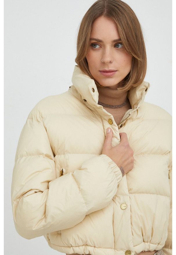 Pinko kurtka damska kolor czarny zimowa oversize. Kolor: beżowy. Materiał: syntetyk. Sezon: zima
