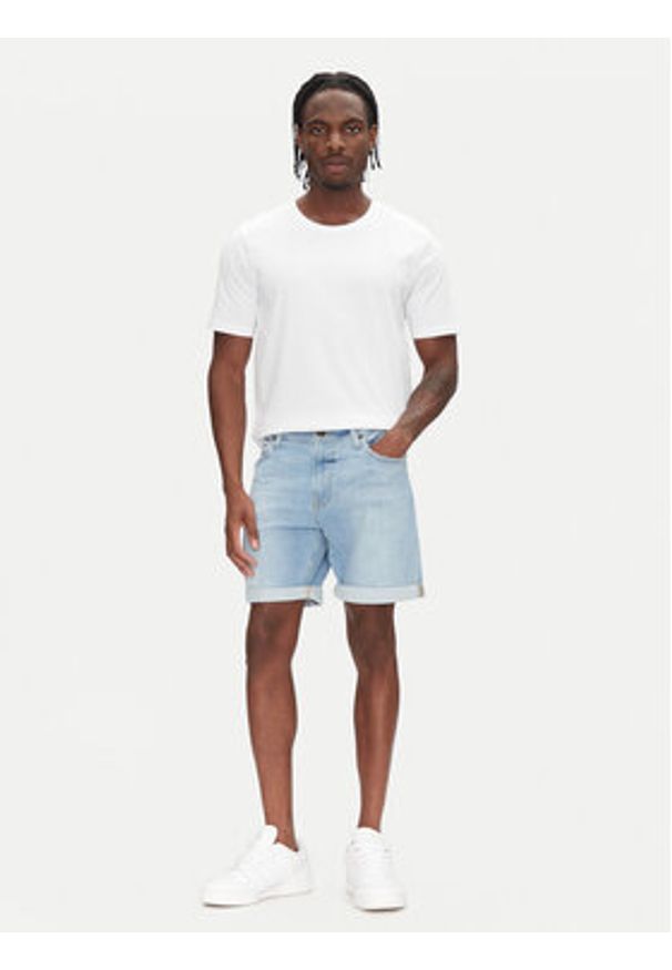 Lee Szorty jeansowe Rider 112363926 Niebieski Slim Fit. Kolor: niebieski. Materiał: bawełna