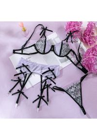 Intica - Komplet bielizny trzyczęściowy z koronkowym biustonoszem na romantyczne wieczory Therese. Kolor: wielokolorowy. Materiał: koronka. Wzór: aplikacja #1