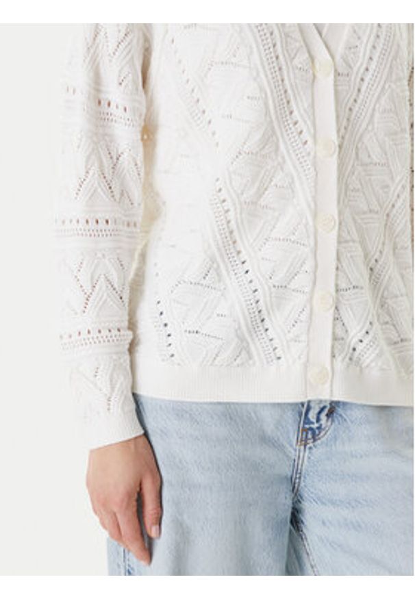 Guess Kardigan W5YR55 Z2ZK2 Biały Regular Fit. Kolor: biały. Materiał: bawełna
