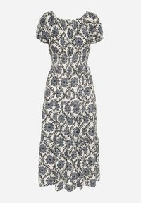 Born2be - Czarna Sukienka z Bawełną i Bufiastymi Rękawami Revilee. Okazja: na spacer, na co dzień. Kolor: czarny. Materiał: bawełna. Wzór: aplikacja. Styl: elegancki, casual #6