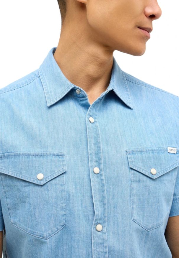Męska koszula Mustang Style Eloy Denim Blue 1016467 5000 100. Materiał: denim