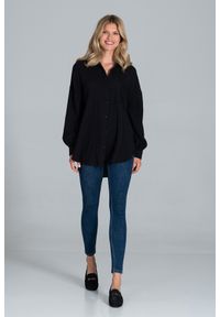 Figl - Oversizowa Koszula Bawełniana - Czarna. Kolor: czarny. Materiał: bawełna #1