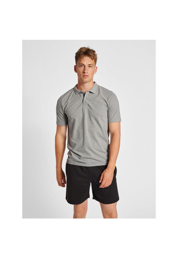 Polo Hummel Red Classic. Typ kołnierza: polo. Kolor: szary. Materiał: bawełna, tkanina