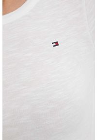 TOMMY HILFIGER - Tommy Hilfiger longsleeve bawełniany kolor beżowy. Kolor: beżowy. Materiał: bawełna. Długość rękawa: długi rękaw. Wzór: aplikacja. Styl: klasyczny #2