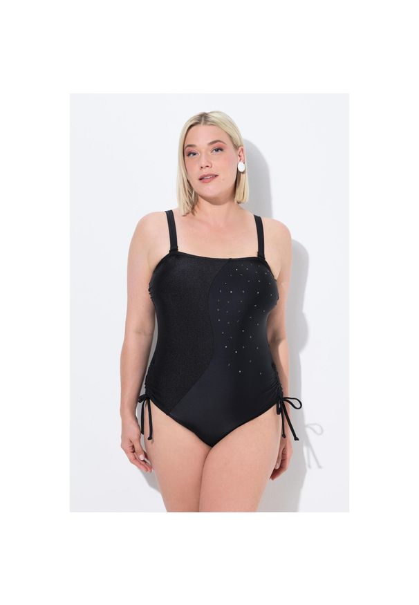 ULLA POPKEN - Damski Strój kąpielowy uniwersalny miękkie miseczki odpinane ramiączka. Kolekcja: plus size. Kolor: czarny. Materiał: poliamid, materiał, elastan