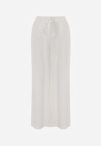 Renee - Białe Spodnie Wide Leg High Waist z Wiskozy Terilinae. Okazja: na co dzień. Stan: podwyższony. Kolor: biały. Materiał: wiskoza. Wzór: haft. Styl: casual #8