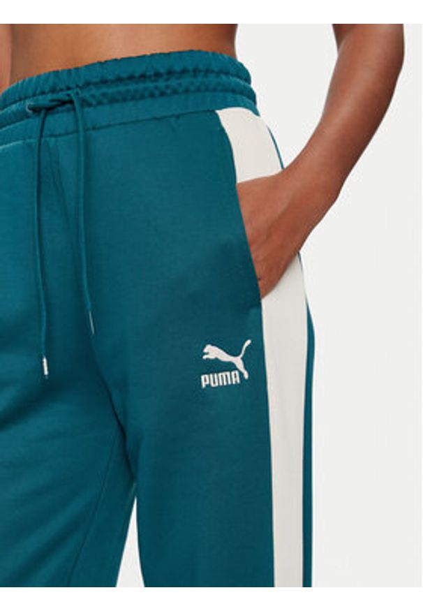Puma Spodnie dresowe Iconic T7 627996 Zielony Straight Leg. Kolor: zielony. Materiał: bawełna
