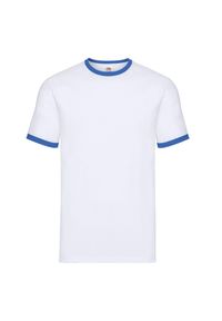 FRUIT OF THE LOOM - T-shirt Męski Ringer. Kolor: biały, wielokolorowy, niebieski