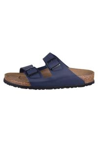 Klapki damskie Birkenstock Arizona. Zapięcie: bez zapięcia. Kolor: niebieski. Materiał: materiał. Sport: turystyka piesza