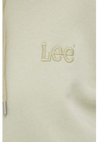 Lee bluza bawełniana damska kolor zielony z kapturem z aplikacją. Typ kołnierza: kaptur. Kolor: zielony. Materiał: bawełna. Długość rękawa: długi rękaw. Długość: długie. Wzór: aplikacja #4