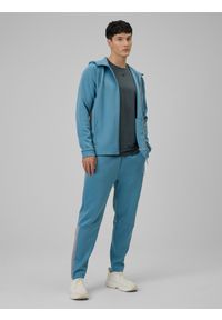 4f - 4F Bluza treningowa regular z kapturem męska - niebieska 3XL. Typ kołnierza: kaptur. Kolor: niebieski. Materiał: skóra. Długość rękawa: raglanowy rękaw. Styl: sportowy #2