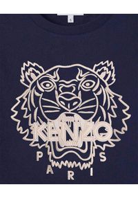 Kenzo - KENZO - Koszulka z nadrukiem tygrysa. Kolor: niebieski. Materiał: bawełna. Wzór: nadruk. Styl: klasyczny #4