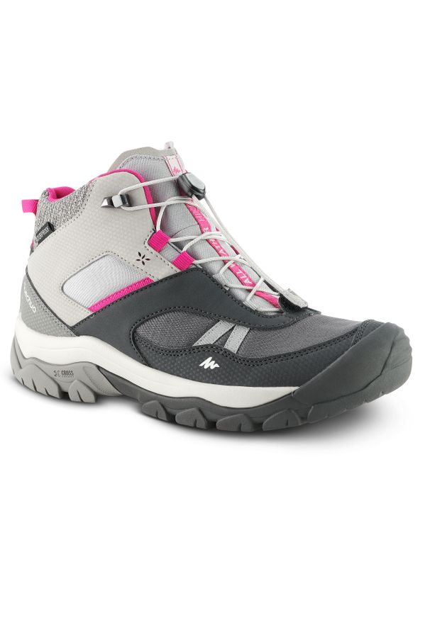 quechua - Buty turystyczne dla dzieci Crossrock Mid wodoodporne. Kolor: szary. Materiał: kauczuk. Szerokość cholewki: normalna. Sport: wspinaczka