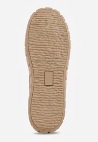 Renee - Jasnobrązowe Sneakersy Vices na Platformie z Ozdobą i Napisem Leawen. Okazja: na co dzień. Kolor: brązowy. Materiał: jeans. Wzór: aplikacja, napisy. Obcas: na platformie #4