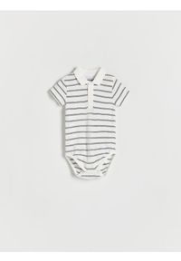 Reserved - Bawełniane body polo - biały. Kolor: biały. Materiał: bawełna