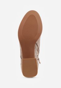 Born2be - Jasnobrązowe Ażurowe Botki ze Skórzaną Wkładką z Wycięciem Nanalitia. Okazja: na co dzień. Zapięcie: sznurówki. Kolor: brązowy. Wzór: ażurowy. Materiał: skóra. Sezon: wiosna, lato. Obcas: na obcasie. Styl: casual, elegancki, klasyczny. Wysokość obcasa: średni #3