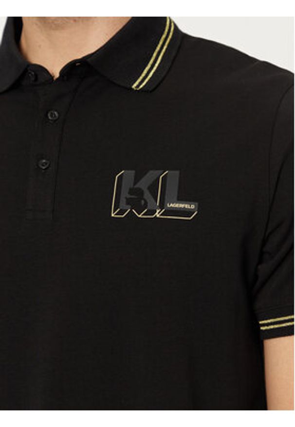 Karl Lagerfeld - KARL LAGERFELD Polo 745462 551235 Czarny Regular Fit. Typ kołnierza: polo. Kolor: czarny. Materiał: bawełna