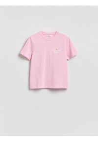 Reserved - T-shirt z nadrukiem - pastelowy róż. Kolor: różowy. Materiał: bawełna. Wzór: nadruk