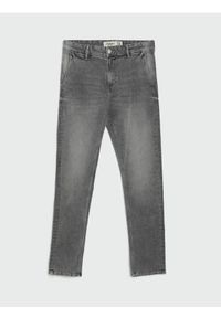 Sinsay - Spodnie jeansowe chino slim fit - szary. Kolor: szary. Materiał: jeans