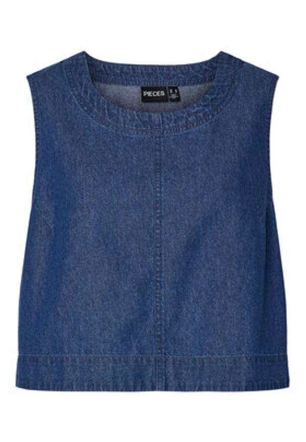 Pieces Top Tenim 17157936 Granatowy Regular Fit. Kolor: niebieski. Materiał: bawełna
