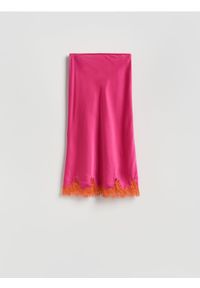 Reserved - Spódnica z koronką - fuksja. Kolor: różowy. Materiał: koronka. Wzór: koronka #1