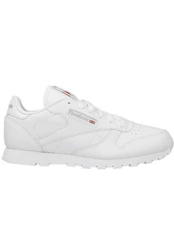 Buty do chodzenia dla dzieci Reebok CLASSIC LEATHER W. Zapięcie: sznurówki. Kolor: biały. Materiał: tkanina, materiał, skóra, syntetyk. Szerokość cholewki: normalna. Model: Reebok Classic. Sport: turystyka piesza