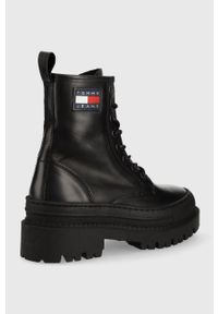 Tommy Jeans workery skórzane Lace Up Boot EN0EN01899.BDS damskie kolor czarny na platformie. Nosek buta: okrągły. Zapięcie: sznurówki. Kolor: czarny. Materiał: skóra. Obcas: na platformie #4