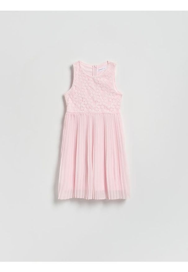 Reserved - Sukienka z łączonych materiałów - pastelowy róż. Kolor: różowy. Materiał: materiał