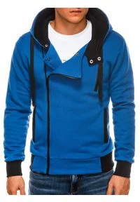 Ombre Clothing - Bluza męska rozpinana z kapturem B297 - niebieska - XXL. Typ kołnierza: kaptur. Kolor: niebieski. Materiał: bawełna, poliester, dzianina #4