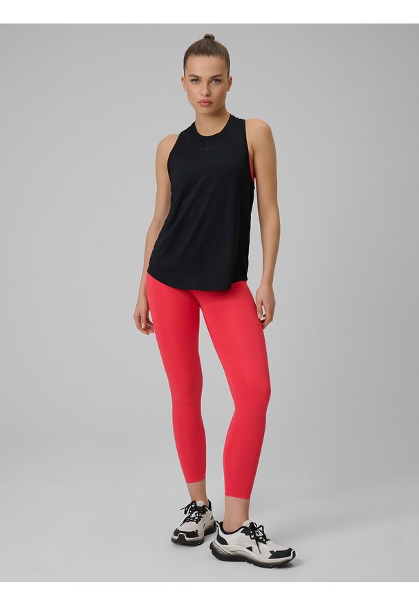 4f - 4F Top treningowy szybkoschnący damski - czarny L. Kolor: czarny. Materiał: materiał. Sport: fitness