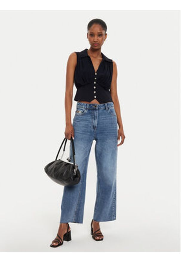 Morgan Top 242-OPLI Granatowy Slim Fit. Kolor: niebieski. Materiał: syntetyk