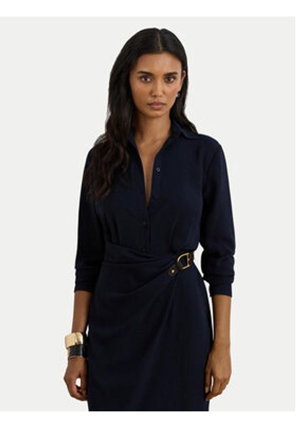 Lauren Ralph Lauren - LAUREN RALPH LAUREN Sukienka codzienna 200P03578001 Granatowy Regular Fit. Okazja: na co dzień. Kolor: niebieski. Materiał: syntetyk. Typ sukienki: proste. Styl: casual