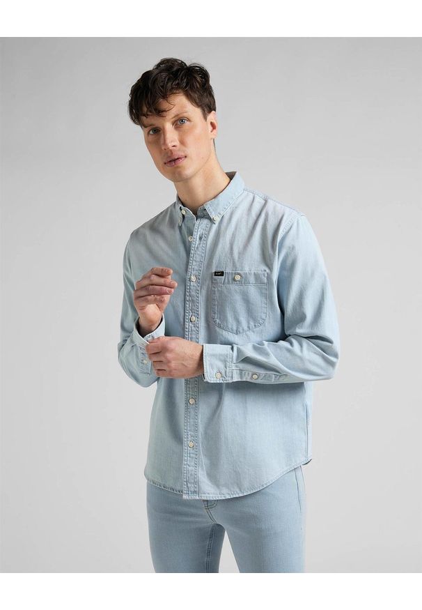 Lee - LEE RIVETED SHIRT MĘSKA KOSZULA JEANSOWA ICE BLUE L66IPLUY. Materiał: jeans