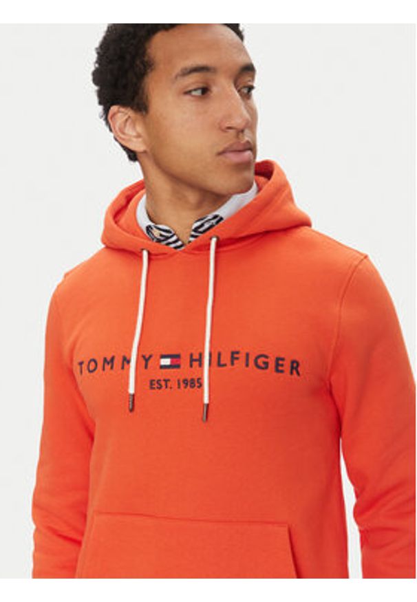 TOMMY HILFIGER - Tommy Hilfiger Bluza Logo MW0MW11599 Pomarańczowy Regular Fit. Kolor: pomarańczowy. Materiał: bawełna, syntetyk