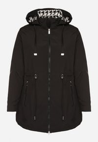 Born2be - Czarna Kurtka Wiatrówka o Kroju Parki z Odpinanym Kapturem Nalinora. Okazja: na co dzień. Kolekcja: plus size. Kolor: czarny. Materiał: dzianina, jeans. Długość rękawa: długi rękaw. Długość: długie. Wzór: aplikacja. Styl: klasyczny, casual, elegancki #4