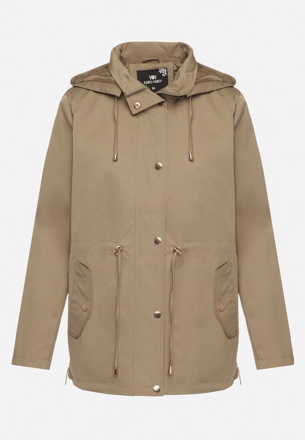 Born2be - Zielona Kurtka Parka z Odpinanym Kapturem i Ozdobnymi Suwakami Velotia. Okazja: na co dzień. Kolor: zielony. Materiał: jeans, koronka. Długość rękawa: długi rękaw. Długość: długie. Wzór: koronka. Styl: klasyczny, elegancki, casual