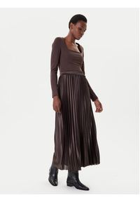 only - ONLY Spódnica plisowana Kolter 15356154 Brązowy Regular Fit. Kolor: brązowy. Materiał: syntetyk #3