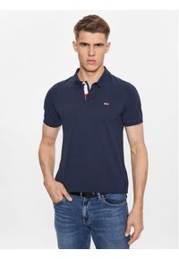 Tommy Jeans Polo DM0DM15370 Granatowy Slim Fit. Typ kołnierza: polo. Kolor: niebieski. Materiał: bawełna